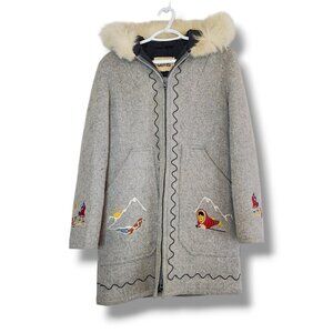 Vintage 70s 80s Inuit  Wool Parka Coat Gray Size Womens S/M
